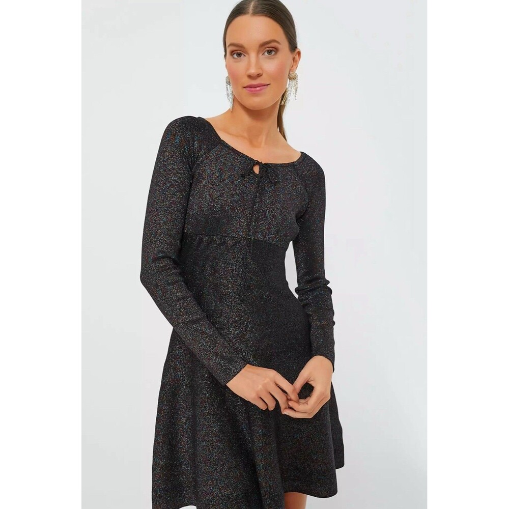 Tuckernuck Hyacinth House Black Shimmer Selena Knit Mini Dress Small‎ NWT